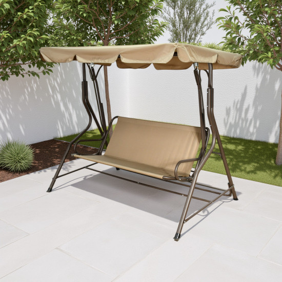 كنبة أرجوحة استرخاء قماش مع مظلة بيج