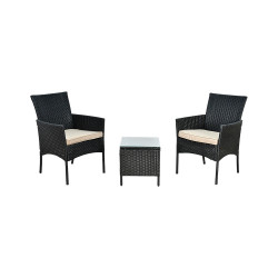 جلسة خارجية 2 مقعد وطاولة بسطح زجاجي