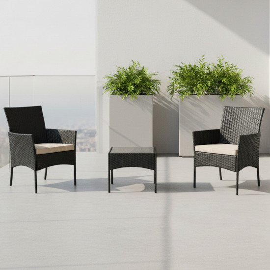 جلسة خارجية 2 مقعد وطاولة بسطح زجاجي جلسة خارجية 2 مقعد وطاولة بسطح زجاجي