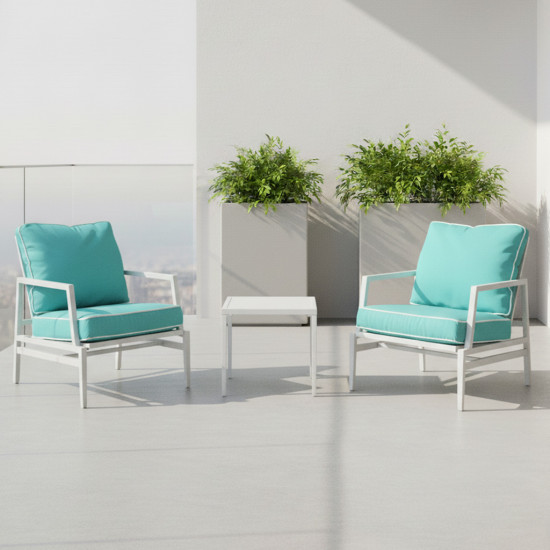 جلسة خارجية 2 مقعد معدني أبيض