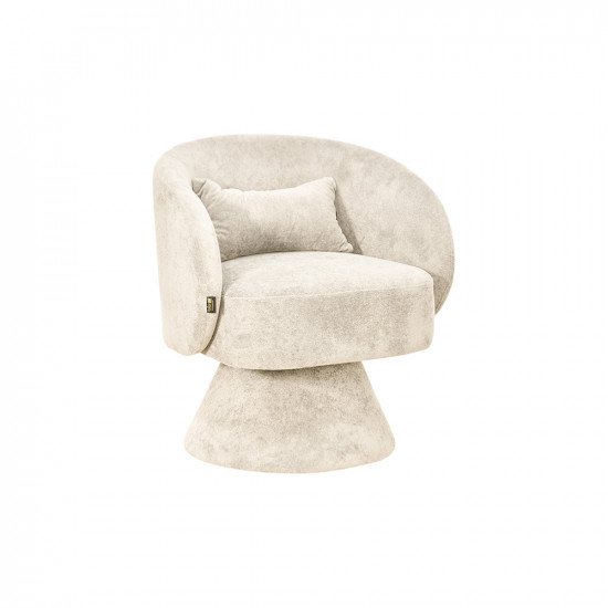 كرسي مفرد دوار فاخر قماشي بيج