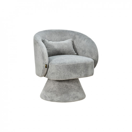 كرسي مفرد دوار فاخر قماشي رمادي