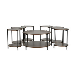 طقم طاولات خدمة 7 قطع 2 دور خشبي بني