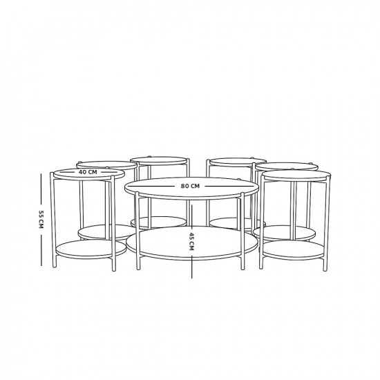 طقم طاولات خدمة 7 قطع 2 دور خشبي بني طقم طاولات خدمة 7 قطع 2 دور خشبي بني