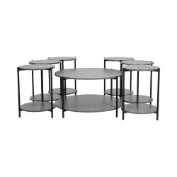 طقم طاولات خدمة 7 قطع 2 دور خشب رمادي غامق طقم طاولات خدمة 7 قطع 2 دور خشب رمادي غامق