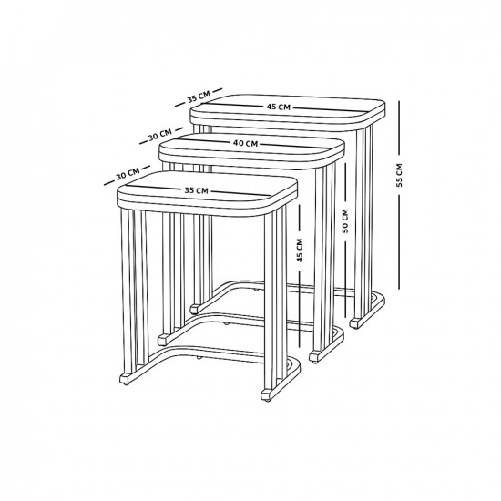 طقم طاولات خدمة 3 قطع خشبي رمادي طقم طاولات خدمة 3 قطع خشبي رمادي