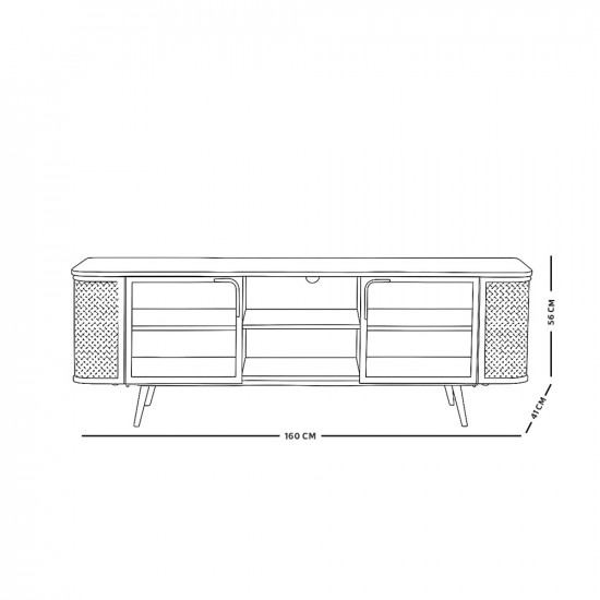 وحدة تلفاز مودرن خشب بأبواب زجاجية 160 سم