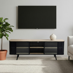 وحدة تلفاز مودرن خشب بأبواب زجاجية 160 سم وحدة تلفاز مودرن خشب بأبواب زجاجية 160 سم