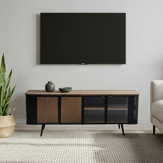 وحدة تلفاز مودرن خشبي مع زجاج 172 سم وحدة تلفاز مودرن خشبي مع زجاج 172 سم