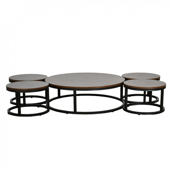 طقم طاولات خدمة دائرية 5 قطع خشبي بني غامق طقم طاولات خدمة دائرية 5 قطع خشبي بني غامق