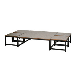 طقم طاولات خدمة 5 قطع خشبي مع قاعدة معدنية