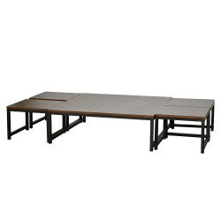 طقم طاولات خدمة 5 قطع خشبي مع قاعدة معدنية