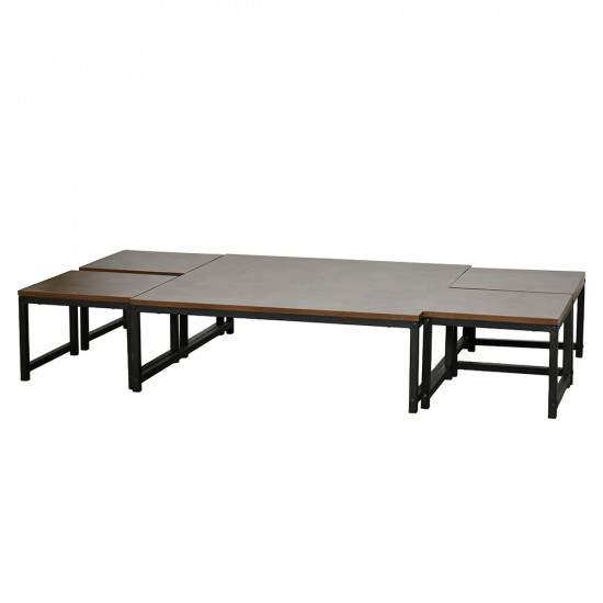 طقم طاولات خدمة 5 قطع خشبي مع قاعدة معدنية طقم طاولات خدمة 5 قطع خشبي مع قاعدة معدنية