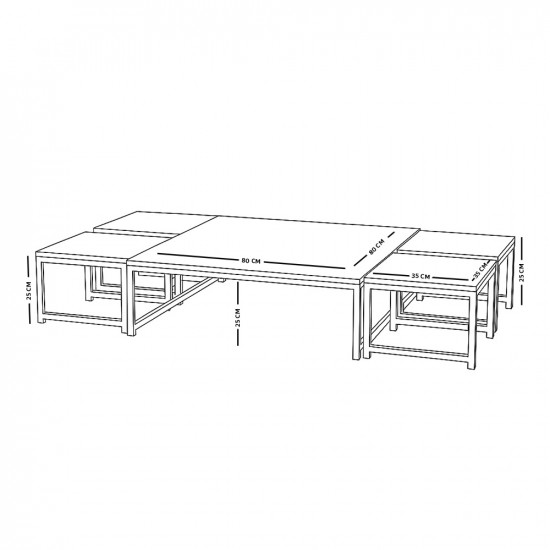 طقم طاولات خدمة 5 قطع خشبي مع قاعدة معدنية طقم طاولات خدمة 5 قطع خشبي مع قاعدة معدنية