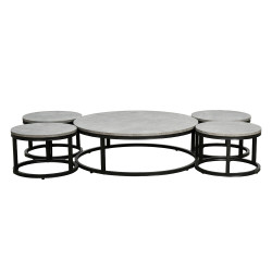 طقم طاولات خدمة دائرية 5 قطع خشبي رمادي