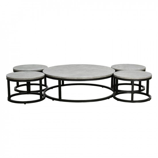 طقم طاولات خدمة دائرية 5 قطع خشبي رمادي طقم طاولات خدمة دائرية 5 قطع خشبي رمادي