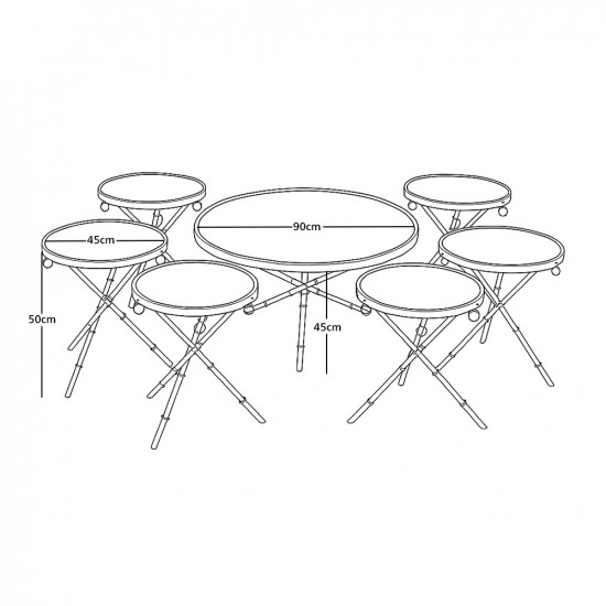 طقم طاولات خدمة 7 قطع سطح زجاجي طقم طاولات خدمة 7 قطع سطح زجاجي