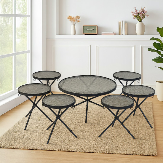 طقم طاولات خدمة 7 قطع سطح زجاجي طقم طاولات خدمة 7 قطع سطح زجاجي