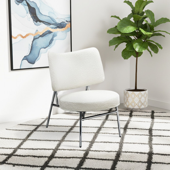 كرسي مفرد مودرن قماش بوكليه بأرجل معدنية