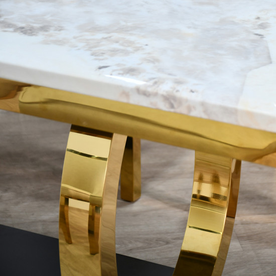 طاولة طعام رخام مع أرجل معدنية 6 كرسي