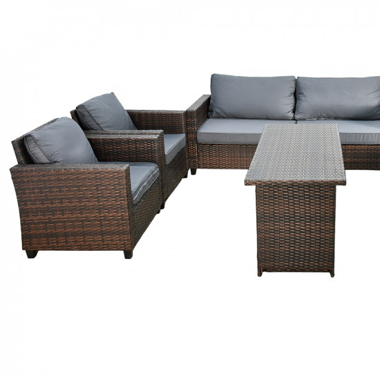 جلسة خارجية 6 مقاعد بطاولات مع تخزين رمادي جلسة خارجية 6 مقاعد بطاولات مع تخزين رمادي