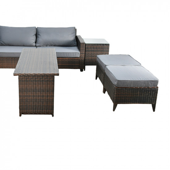 جلسة خارجية 6 مقاعد بطاولات مع تخزين رمادي جلسة خارجية 6 مقاعد بطاولات مع تخزين رمادي