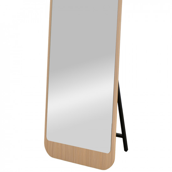 مرآة استاند معدن بإطار خشبي عصري