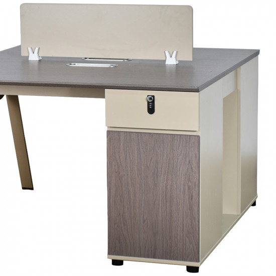 مكتب عمل مزدوج خشبي مع وحدات تخزين مكتب عمل مزدوج خشبي مع وحدات تخزين