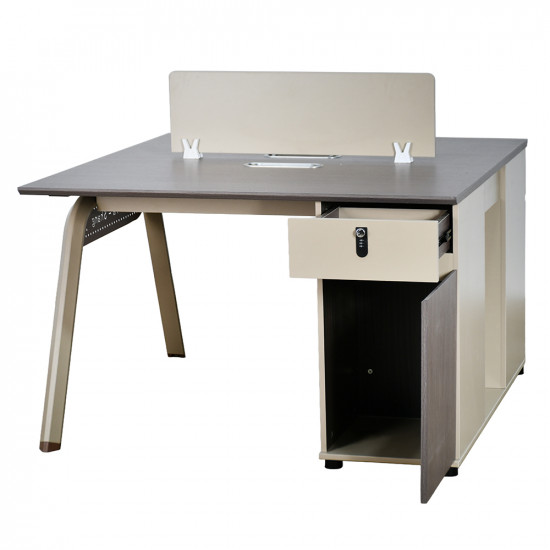 مكتب عمل مزدوج خشبي مع وحدات تخزين مكتب عمل مزدوج خشبي مع وحدات تخزين