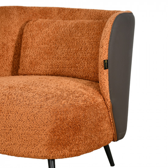 كرسي مفرد فخم مودرن قماش بظهر جلد برتقالي