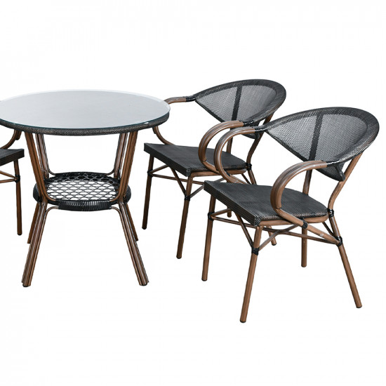 جلسة خارجية 4 مقاعد و طاولة بسطح زجاجي