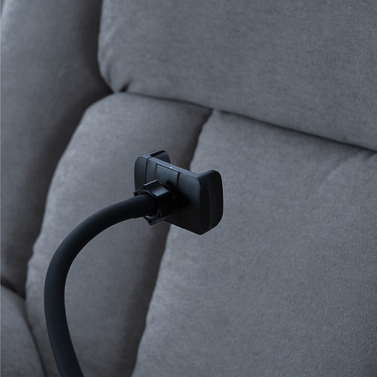 كرسي استرخاء هزاز دوار قماش بحامل جوال رمادي غامق