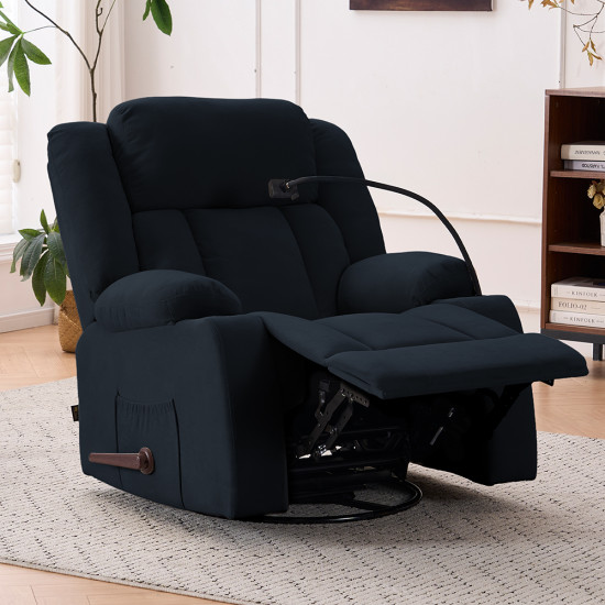 كرسي استرخاء هزاز دوار قماش بحامل جوال أسود