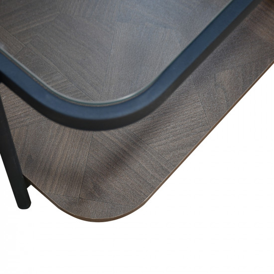 طقم طاولات خدمة 5 قطع 2 دور سطح زجاجي