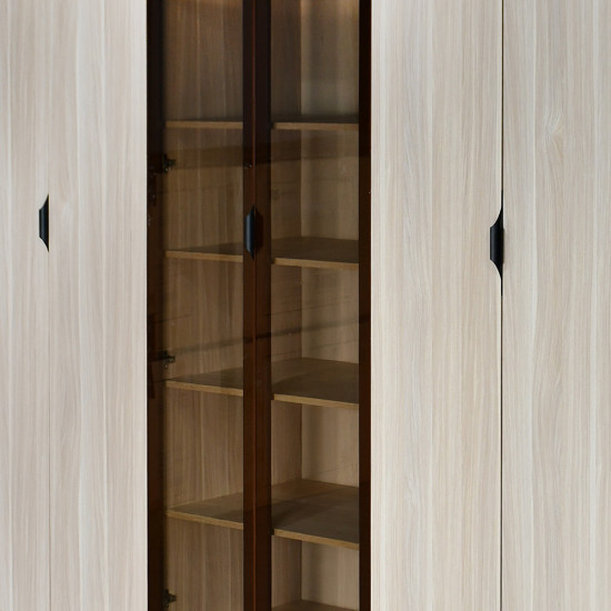 دولاب ملابس مودرن 6 باب خشب بأبواب زجاجية