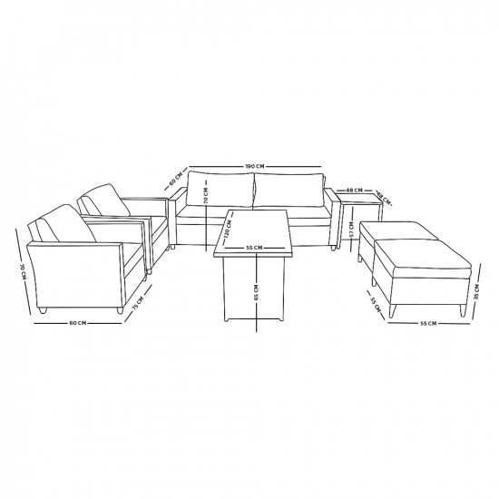 جلسة خارجية 6 مقاعد بطاولات مع تخزين رمادي جلسة خارجية 6 مقاعد بطاولات مع تخزين رمادي