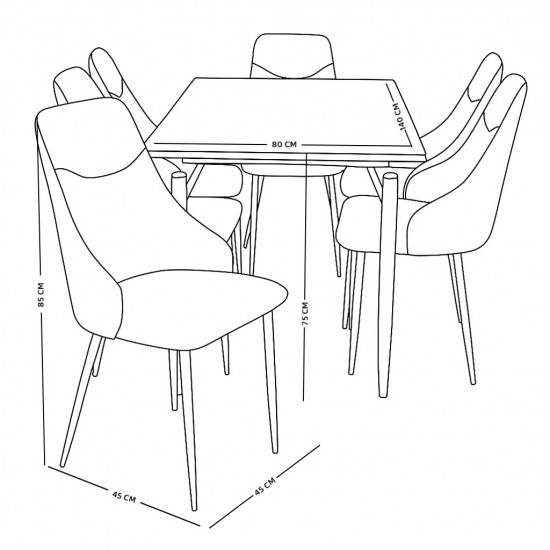طاولة طعام خشب مع أرجل معدنية 6 كرسي بني طاولة طعام خشب مع أرجل معدنية 6 كرسي بني