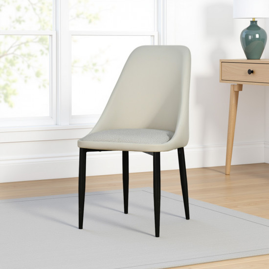 كرسي مفرد مودرن جلد مع أرجل معدنية رمادي