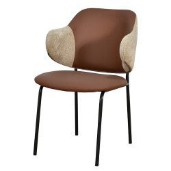 كرسي مفرد مودرن جلد مع أرجل معدنية بني