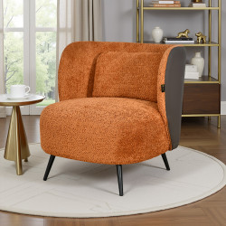 كرسي مفرد فخم مودرن قماش بظهر جلد برتقالي كرسي مفرد فخم مودرن قماش بظهر جلد برتقالي