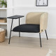 كرسي مفرد موردن جلد بظهر قماش مع طاولة مدمجة