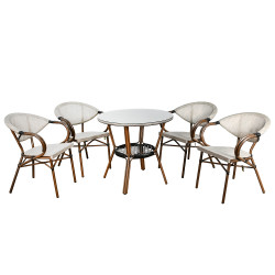 جلسة خارجية 4 مقاعد و طاولة بسطح زجاجي