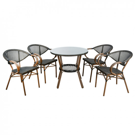 جلسة خارجية 4 مقاعد و طاولة بسطح زجاجي