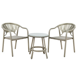 جلسة خارجية 2 مقعد و طاولة بسطح زجاجي جلسة خارجية 2 مقعد و طاولة بسطح زجاجي