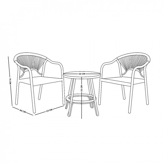 جلسة خارجية 2 مقعد و طاولة بسطح زجاجي جلسة خارجية 2 مقعد و طاولة بسطح زجاجي