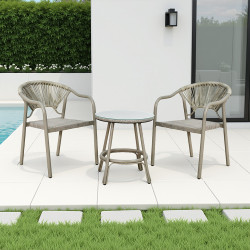 جلسة خارجية 2 مقعد و طاولة بسطح زجاجي جلسة خارجية 2 مقعد و طاولة بسطح زجاجي