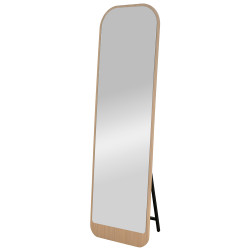 مرآة استاند معدن بإطار خشبي عصري