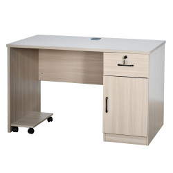 مكتب خشبي مودرن بقاعدة متحركة مع خزانة بيج