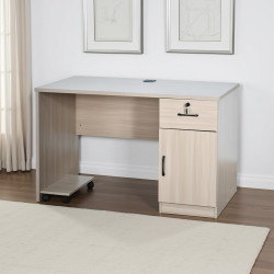 مكتب خشبي مودرن بقاعدة متحركة مع خزانة بيج