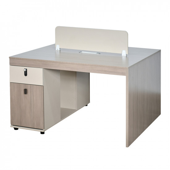 مكتب عمل مزدوج خشبي مع وحدات تخزين مكتب عمل مزدوج خشبي مع وحدات تخزين